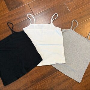 Women’s Wild Fable Slim Fit Spaghetti Strap Tank Top Lot  - Black, White, Gray